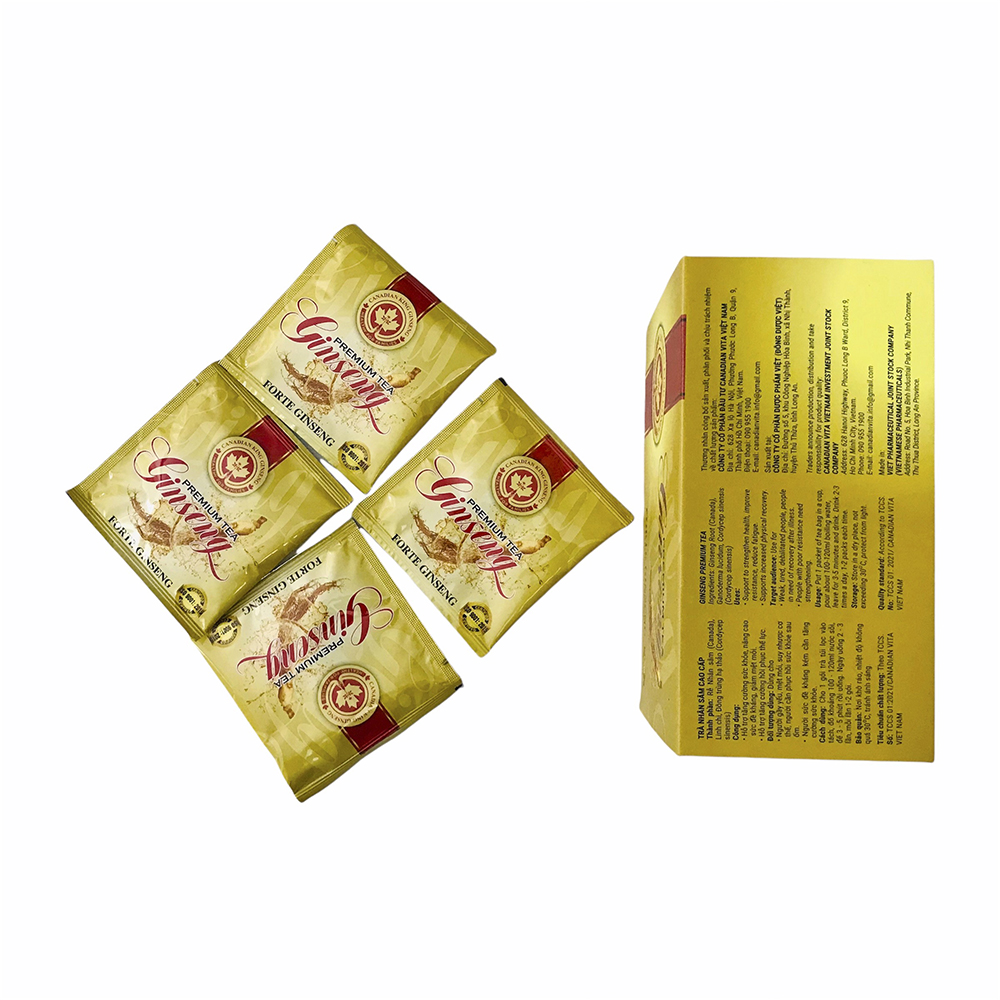 Combo 2 Hộp Trà Nhân Sâm Canada - Gingseng Canada - Nhân sâm Canada - Hộp 30gr - 20 gói x 1.5gr - Tăng cường hệ miễn dịch - Trà Linh Chi - Nhân sâm cao cấp